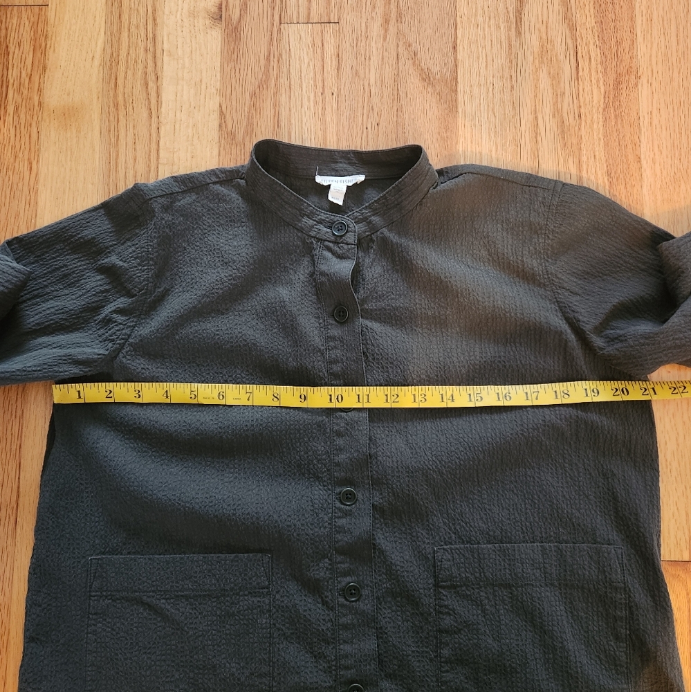 Eileen Fisher Organic Cotton Pucker Mandarin Collar Jacket in Seaweed XS/P - Picture 10 of 11